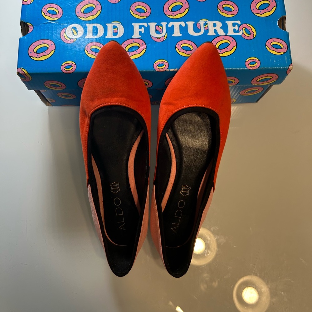 ALDO Red Pointed Toe Flat Pumps